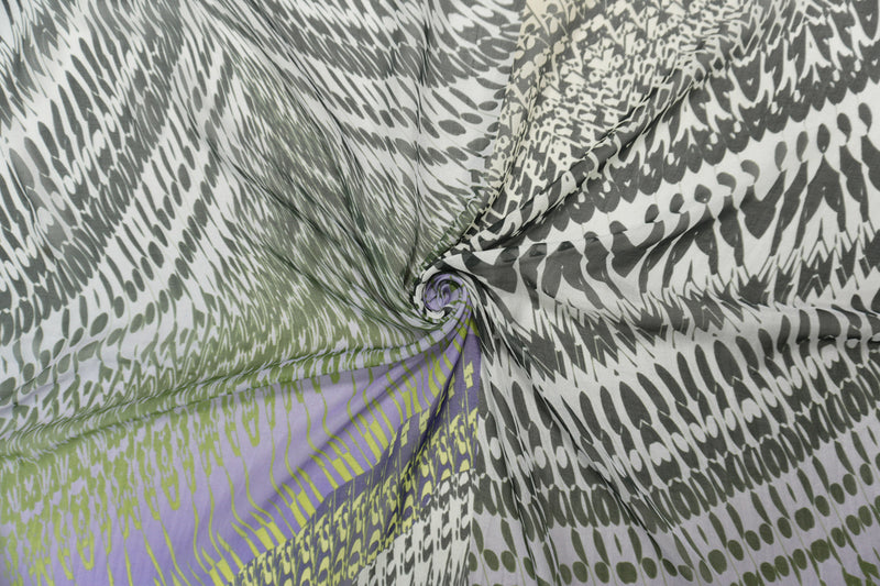 Purple-Multi Silk Abstract PANEL Printed Chiffon Woven Fabric