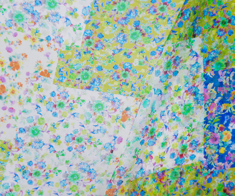 Green Silk Floral Printed Chiffon Woven Fabric