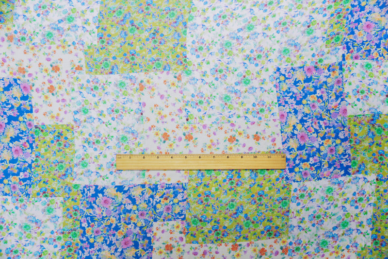 Green Silk Floral Printed Chiffon Woven Fabric