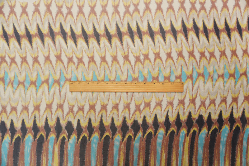 Beige-Multi Silk Ikat Printed Chiffon Woven Fabric