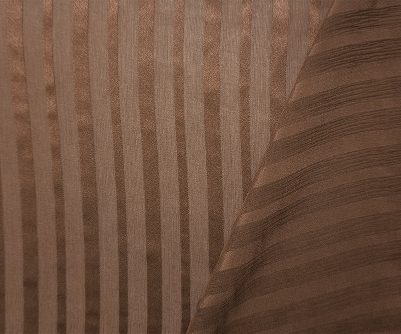 Brown Silk Vertical Stripe Chiffon-Satin Woven Fabric