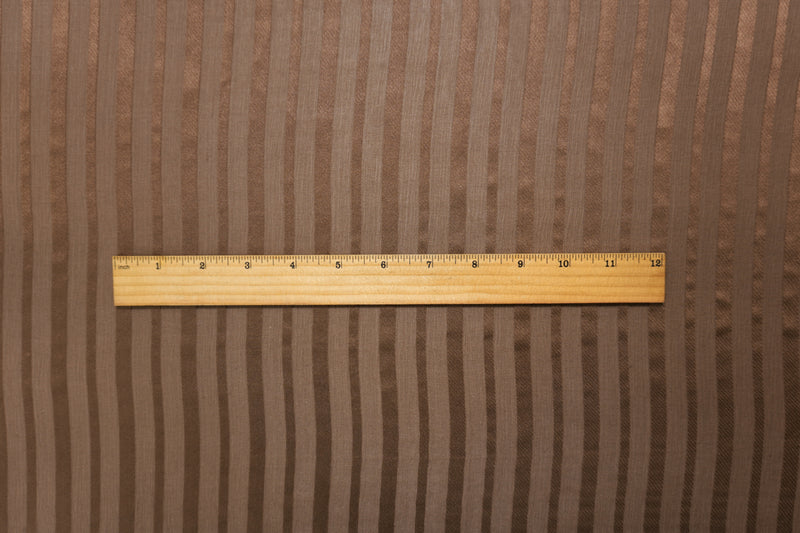 Brown Silk Vertical Stripe Chiffon-Satin Woven Fabric