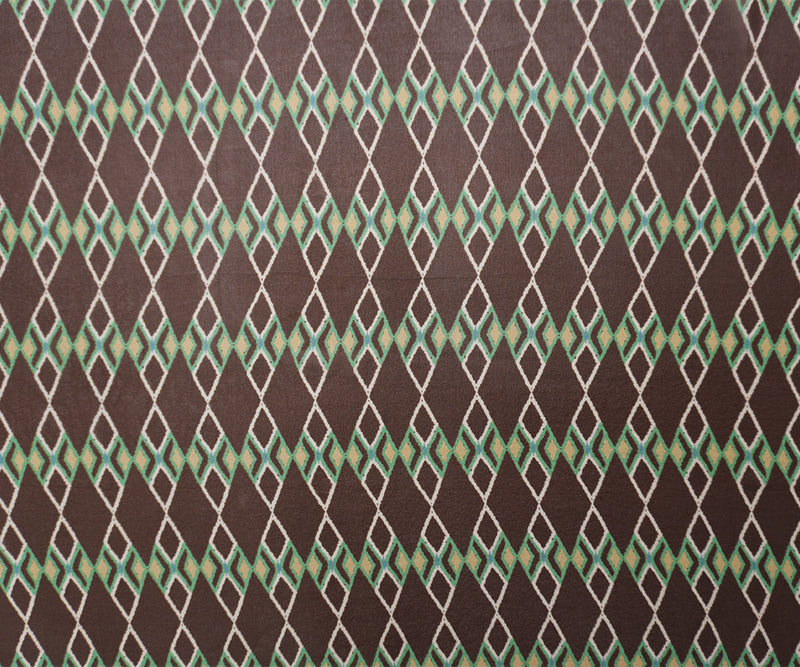Brown-Multi Silk Diamond Lattice Printed Chiffon Woven Fabric