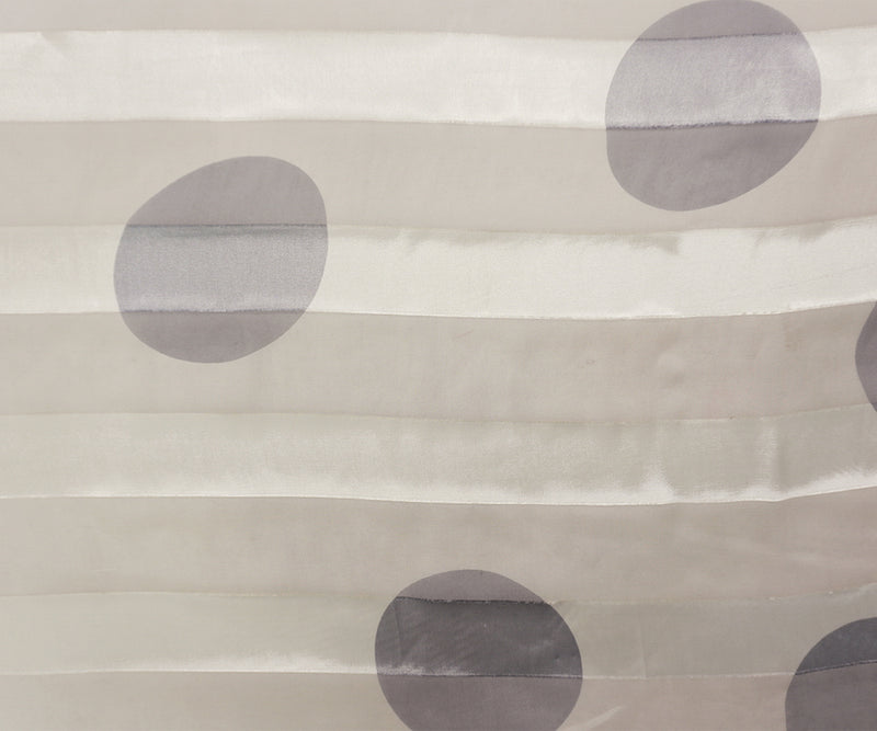 Ivory-Gray Silk-Rayon Circle Stripe Chiffon-Satin Woven Fabric