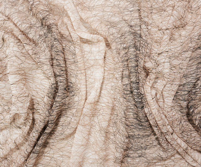 Beige Silk Abstract Printed Chiffon Woven Fabric