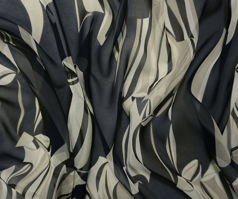 Beige-Multi Silk Abstract Printed Chiffon Woven Fabric