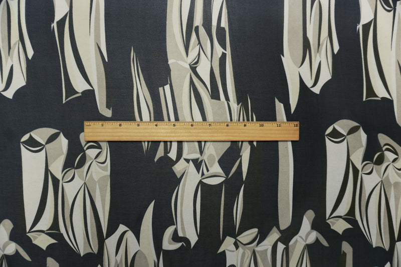 Beige-Multi Silk Abstract Printed Chiffon Woven Fabric