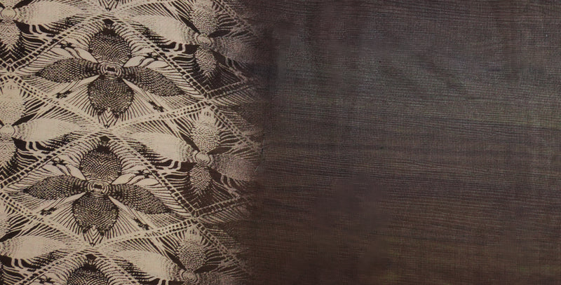 Black Silk Floral Border Printed Chiffon Woven Fabric