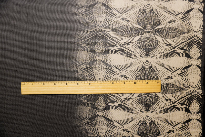 Black Silk Floral Border Printed Chiffon Woven Fabric