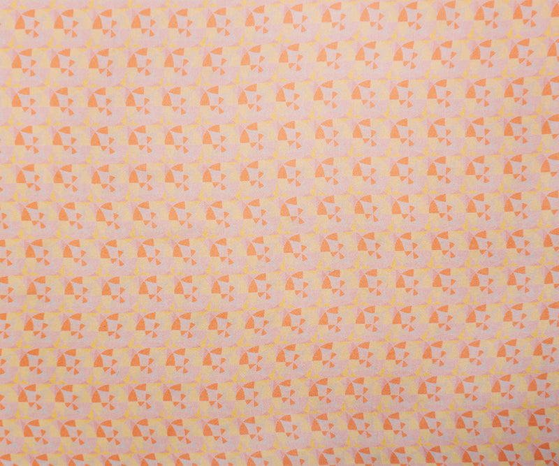 Orange Silk Geometric Printed Chiffon Woven Fabric