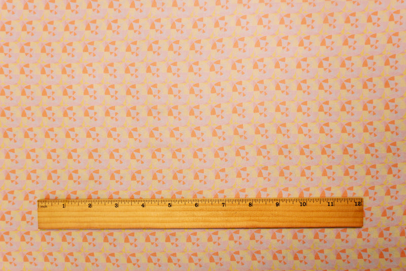 Orange Silk Geometric Printed Chiffon Woven Fabric