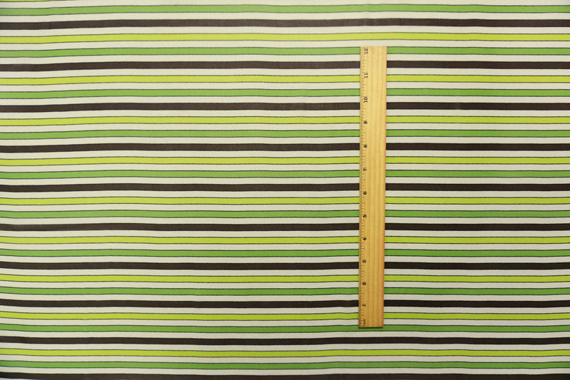 Green-Multi Silk Stripe Printed Chiffon Woven Fabric