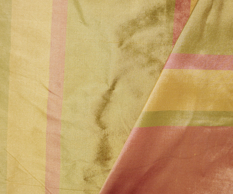 Gold Silk Stripe Taffeta Woven Fabric