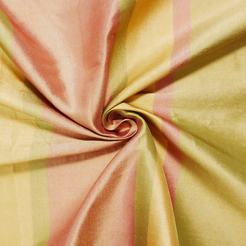 Gold Silk Stripe Taffeta Woven Fabric
