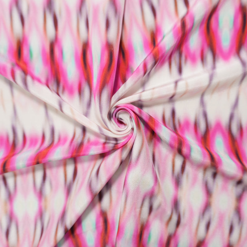 Pink Silk Tie Dye Printed Crepe De Chine Woven Fabric