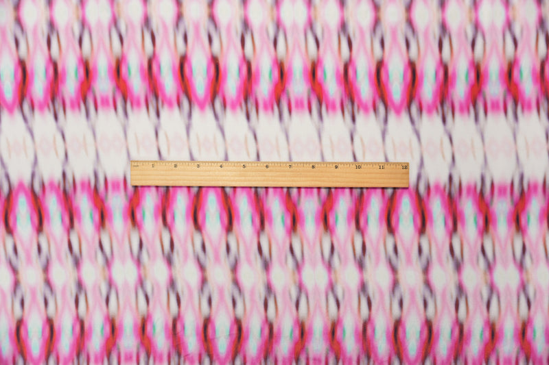 Pink Silk Tie Dye Printed Crepe De Chine Woven Fabric
