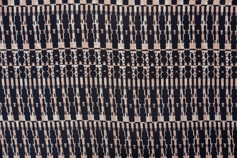 Black Silk Abstract Printed Crepe De Chine Woven Fabric