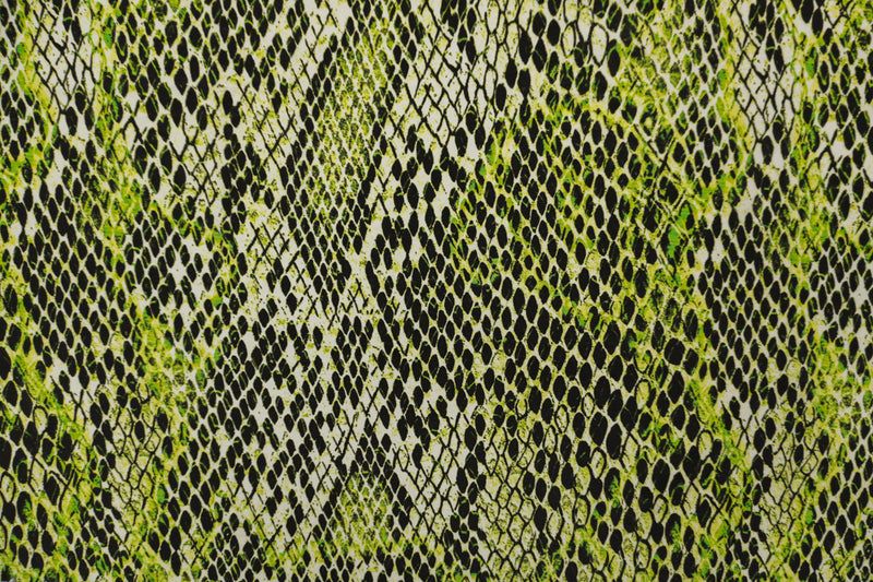 Green Silk Reptile Printed Crepe De Chine Woven Fabric