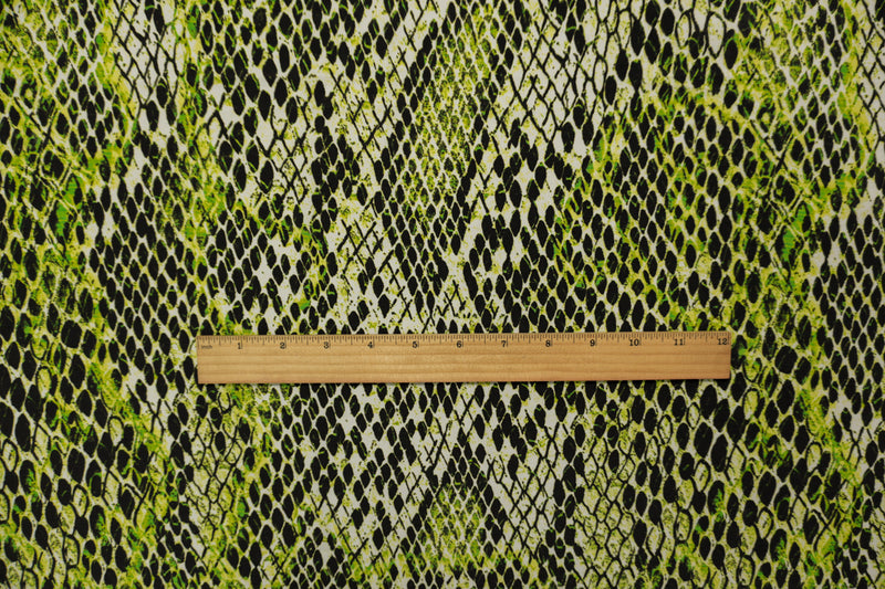 Green Silk Reptile Printed Crepe De Chine Woven Fabric