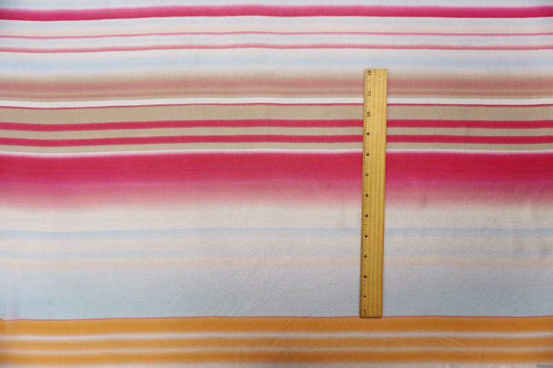 Pink-White-Multi Silk Ombre Stripe Printed Chiffon Woven Fabric