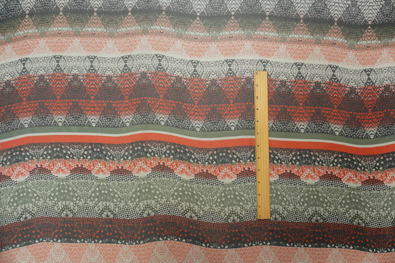 Black-Multi Silk Diamond Stripe Printed Chiffon Woven Fabric