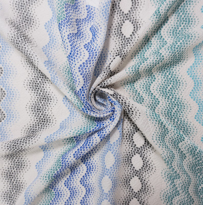 Gray Silk Abstract Wave Printed Dobby Chiffon Woven Fabric