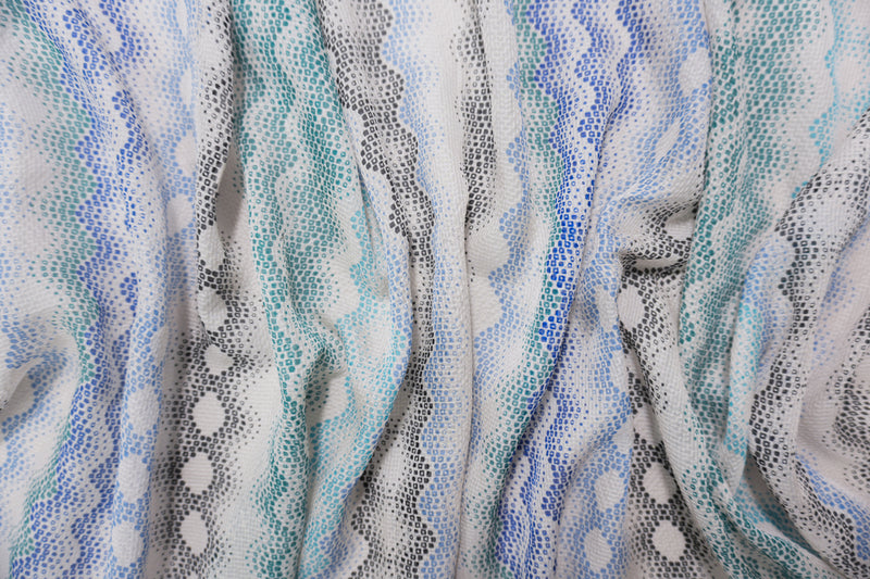 Gray Silk Abstract Wave Printed Dobby Chiffon Woven Fabric