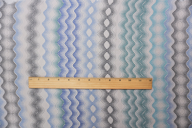 Gray Silk Abstract Wave Printed Dobby Chiffon Woven Fabric