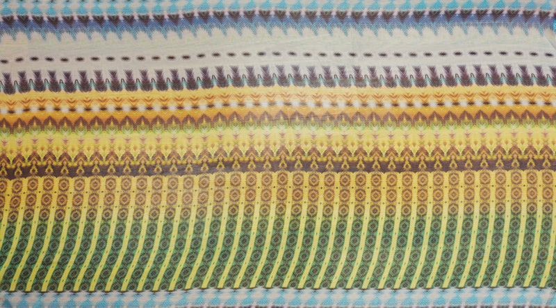 Green Silk Tribal Printed Chiffon Woven Fabric