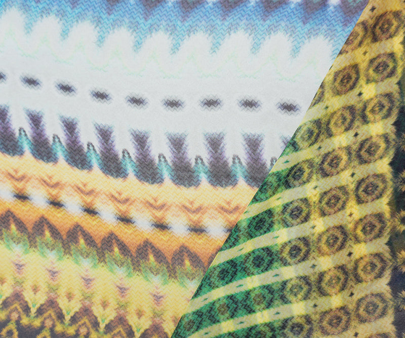 Green Silk Tribal Printed Chiffon Woven Fabric