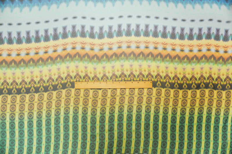 Green Silk Tribal Printed Chiffon Woven Fabric