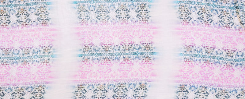 Pink-Multi Silk Abstract Lace Printed Chiffon Woven Fabric