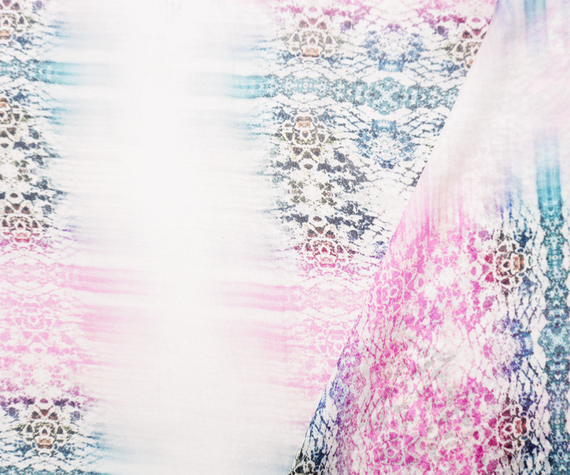 Pink-Multi Silk Abstract Lace Printed Chiffon Woven Fabric