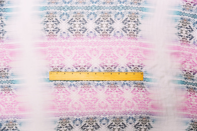 Pink-Multi Silk Abstract Lace Printed Chiffon Woven Fabric
