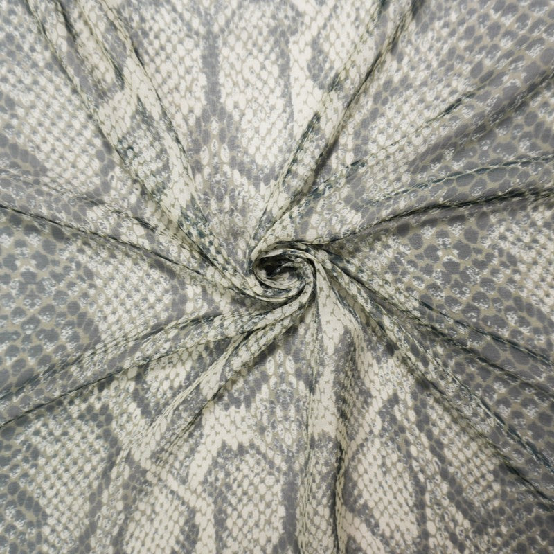Gray-Multi Silk Reptile Printed Chiffon Woven Fabric