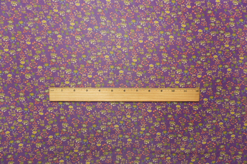 Purple Silk Floral Printed Chiffon Woven Fabric