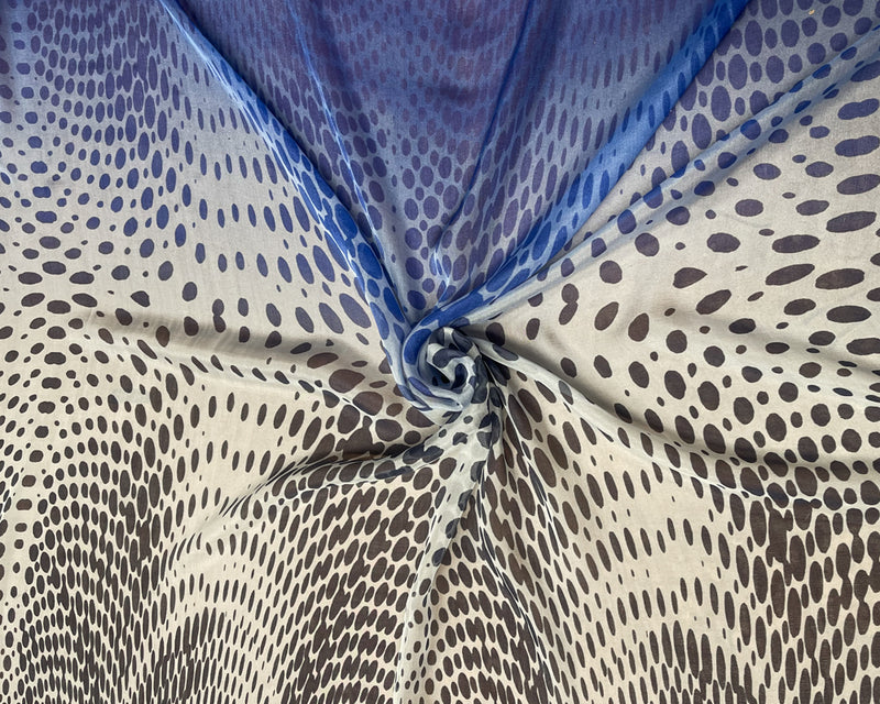 Blue Silk Abstract Dot Ombre Printed Chiffon PANEL Woven Fabric