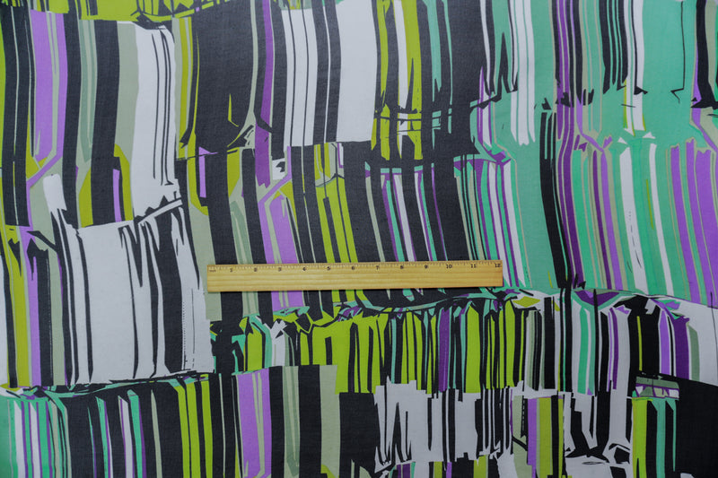 Green-Multi Silk Abstract Printed Chiffon Woven Fabric