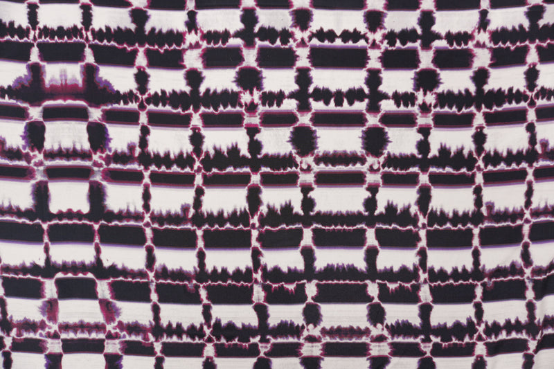 Black Silk Abstract Tie Dye Printed Crepe De Chine Woven Fabric