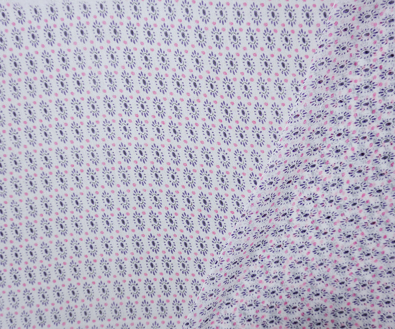 Pink-Multi Silk Flower Dot Printed Crinkle Chiffon Woven Fabric