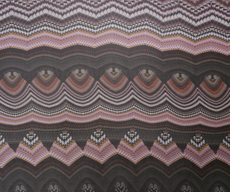 Black-Multi Silk Abstract Bargello Printed Chiffon Woven Fabric