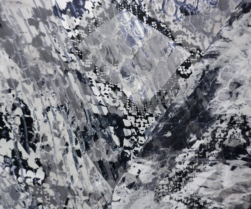 Navy-Multi Silk Animal Abstract Printed Chiffon Satin Woven Fabric