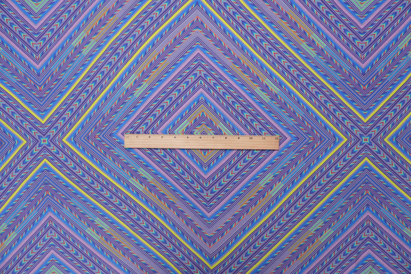 Purple Silk Diamond Printed Crepe De Chine Woven Fabric