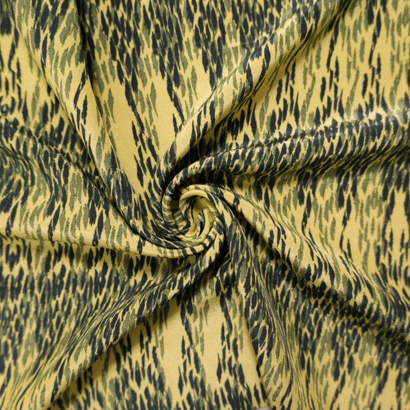 Green Silk Abstract Printed Crepe De Chine Woven Fabric