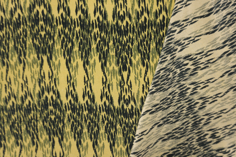 Green Silk Abstract Printed Crepe De Chine Woven Fabric