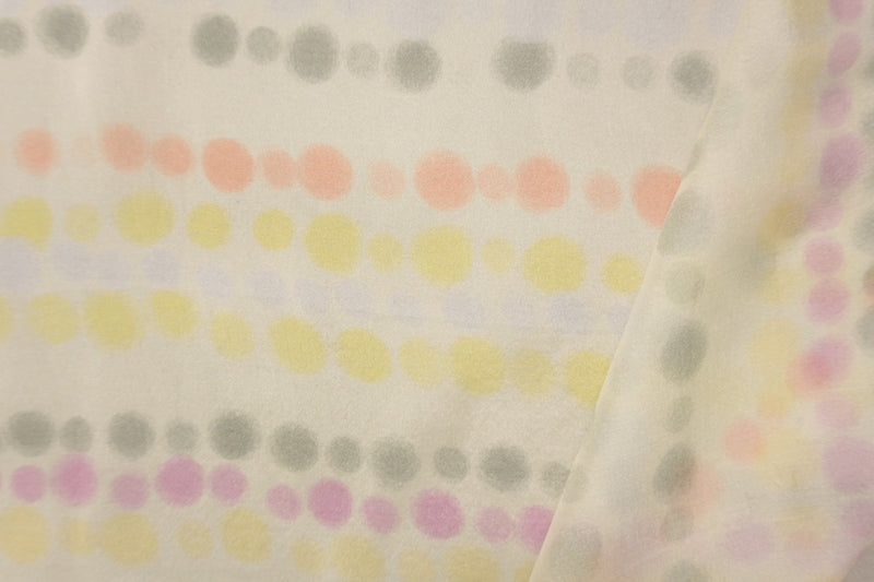 Ivory-Multi Silk Stripe Dot Printed Chiffon Woven Fabric
