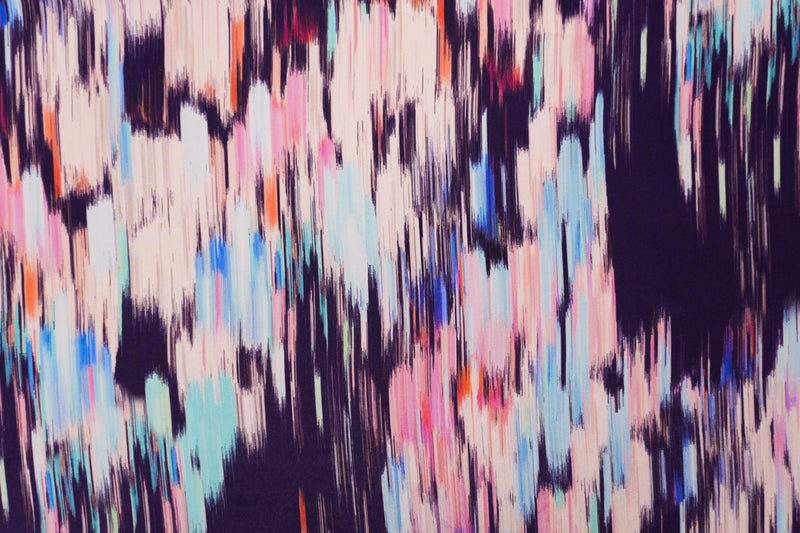 Purple Silk Ikat Printed Crepe De Chine Woven Fabric