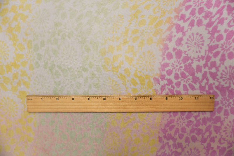 Pink Silk Floral Crinkle Yoryu Chiffon Woven Fabric