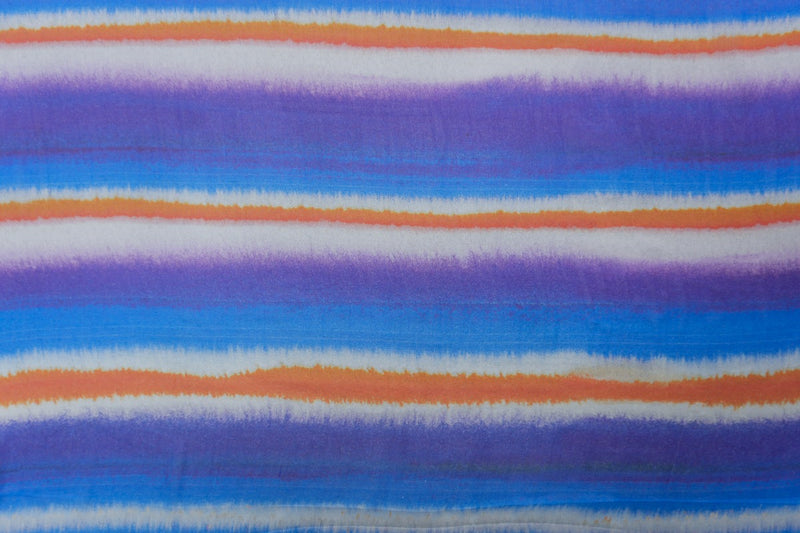 Blue Silk Stripe Printed Chiffon Woven Fabric