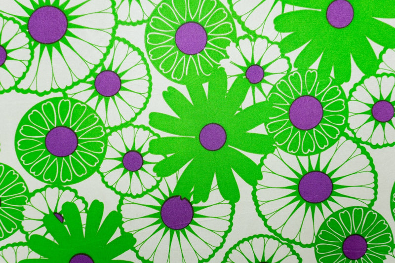 Green Silk Spandex Stretch Floral Printed Interlock Knit Fabric